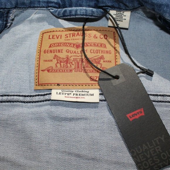 Levis Mens Track Coach Side Stripe Denim Trucker Jacket **IRREGULAR** - Picture 4 of 4